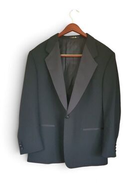Vtg 70s Givenchy Monsieur 40 R Black Wool Tuxedo Tux Jacket USA